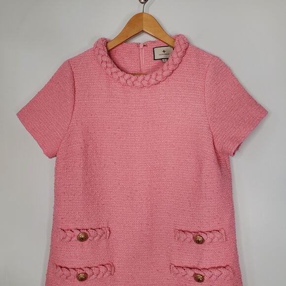 Tuckernuck Jackie Mini Shift Dress Light Pink Bubblegum Tweed Lined Size Small - Picture 3 of 10
